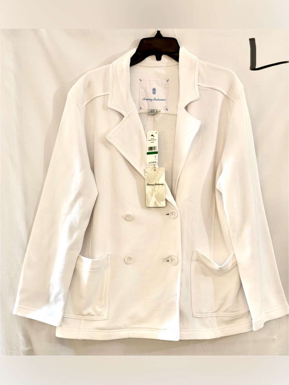 Tommy Bahama White Double-Breasted Knit Blazer Jacket